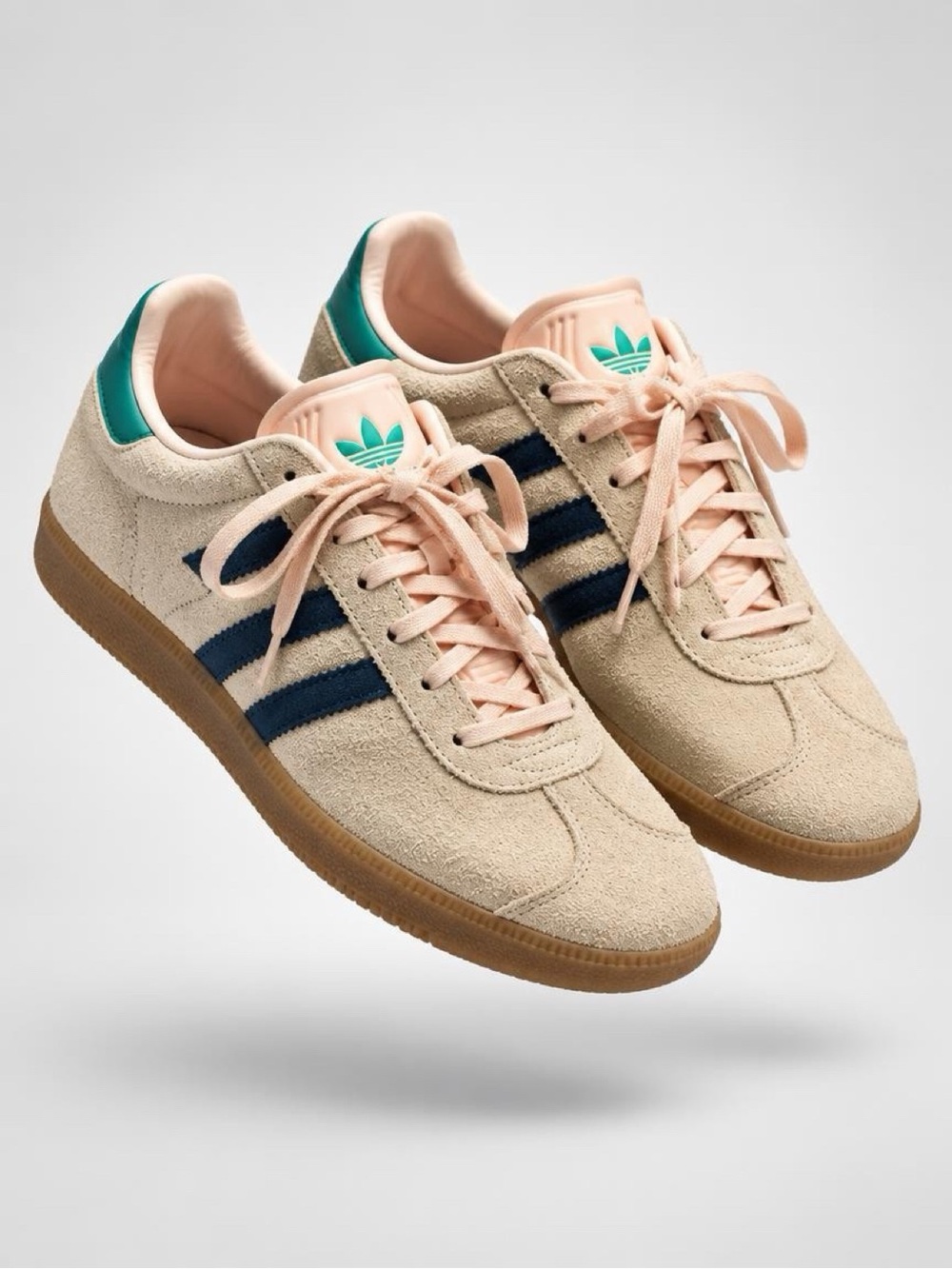 adidas Pink Espadrille Sneakers with Navy Stripes and Teal Heel Tab